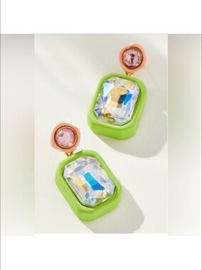 Anthropologie Mixed Shapes Drop Earrings Green and Pink